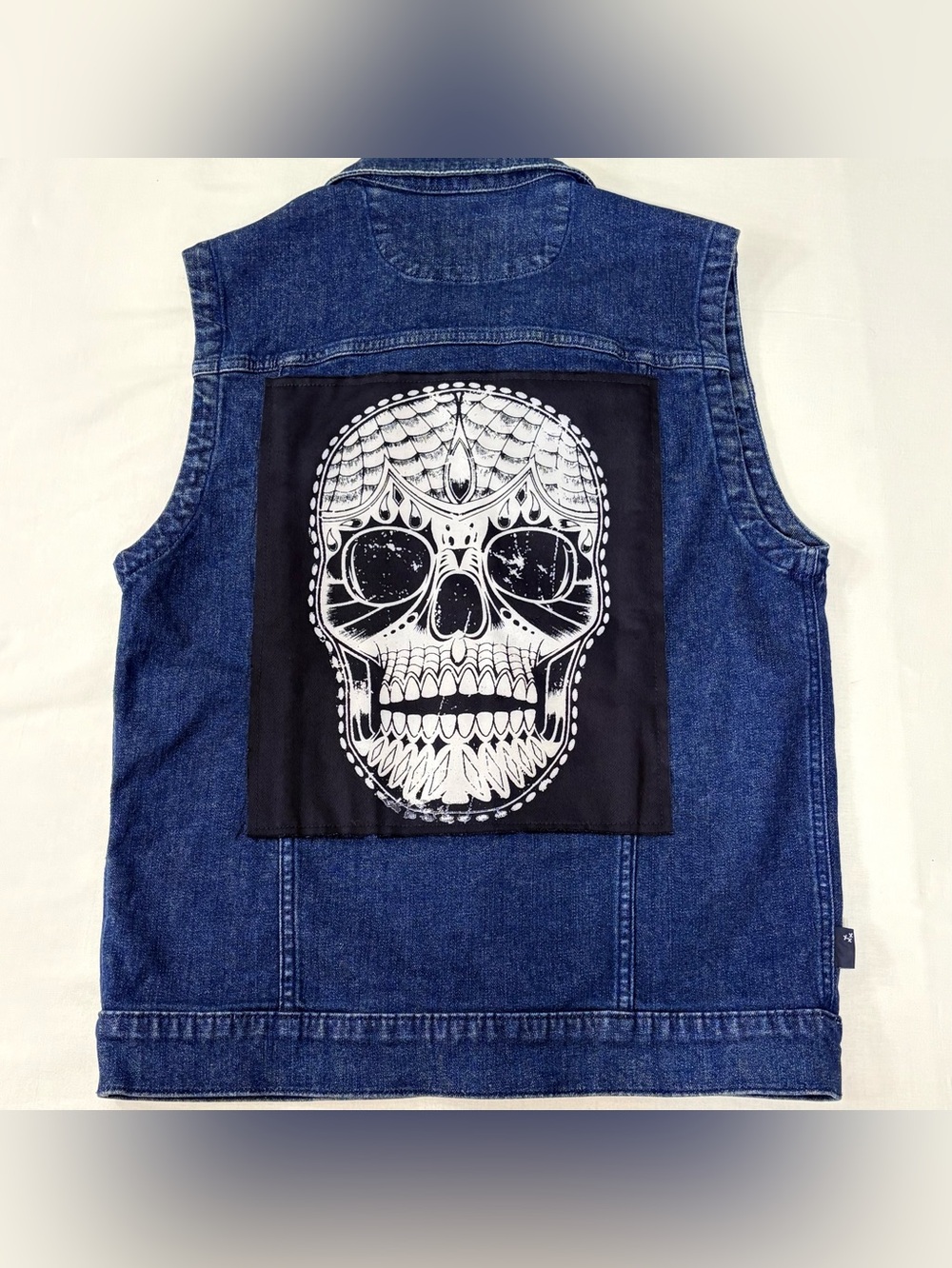 XXX Rude Hot Topic Sugar Skull Denim Vest Size Small Unisex
